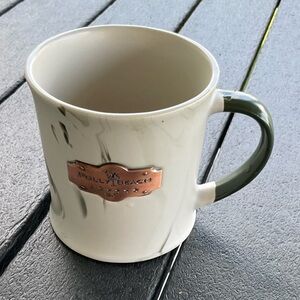 Folly Beach, SC Ceramic Mug with Green Handle copper plate